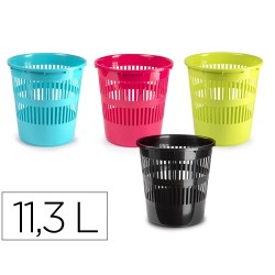 12 Unidades - Papelera plastico plastiforte colores surtidos 11,3 litros 275x275x280 mm
