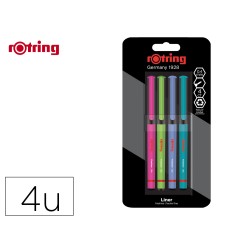 Rotulador rotring fineliner punta metalica 0,4 mm pack de 4 colores surtidos