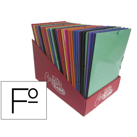 48 Unidades - Carpeta gomas solapas saro carton folio colores surtidos