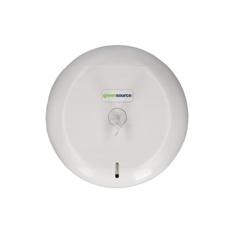 Dispensador papel higienico industrial greensource extraccion central compacto fabricado en abs blanco