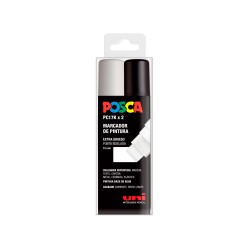Rotulador uni posca pc-17k/2c marcador de pintura punta biselada 15 mm estuche de 2 unidades blanco/negro