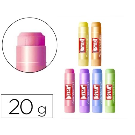12 Unidades - Pegamento en barra instant colores pastel 20 g