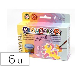 Tempera liquida playcolor liquid pastel 40 ml caja de 6 unidades colores surtidos
