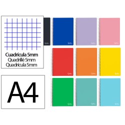 Cuaderno espiral liderpapel a4 micro witty tapa dura 120h 90gr cuadro 5mm 5 bandas 4 taladros colores surtidos