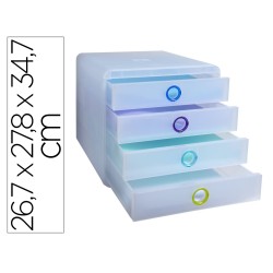 Fichero cajones sobremesa exacompta pop box translucido 4 cajones multicolor