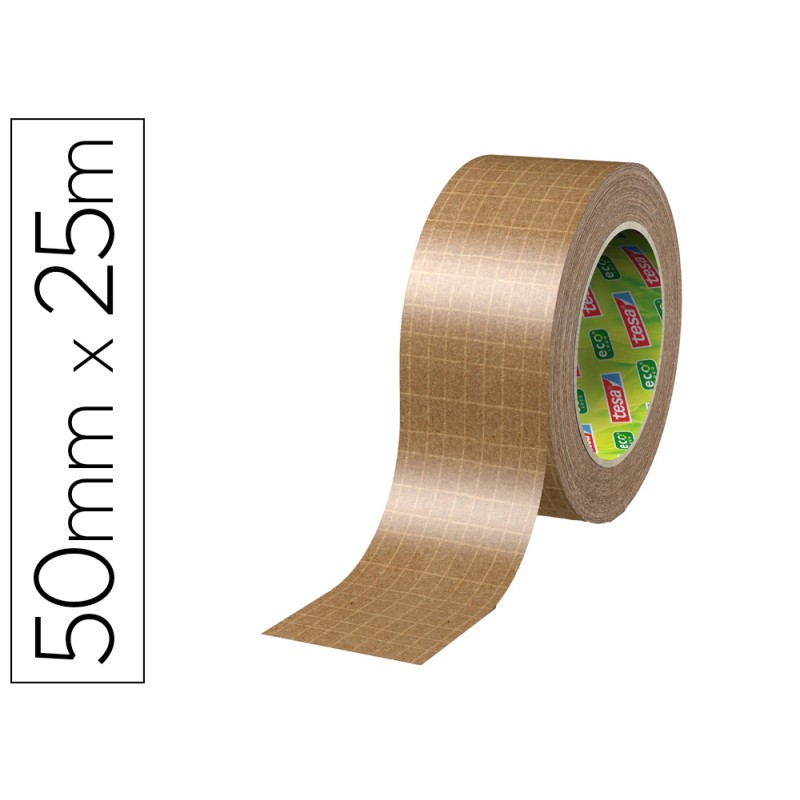 Cinta adhesiva tesa eco papel ultrafuerte color kraft 25 m x 50 mm para embalaje
