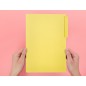 50 Unidades - Subcarpeta cartulina liderpapel folio pestaña izquierda 240g/m2 amarillo
