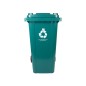 Papelera contenedor q-connect plastico con tapadera y ruedas 240 litros verde 1040x620x610 mm