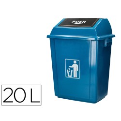 Papelera contenedor q-connect plastico con tapa de balancin 20 litros azul 340x240x450 mm