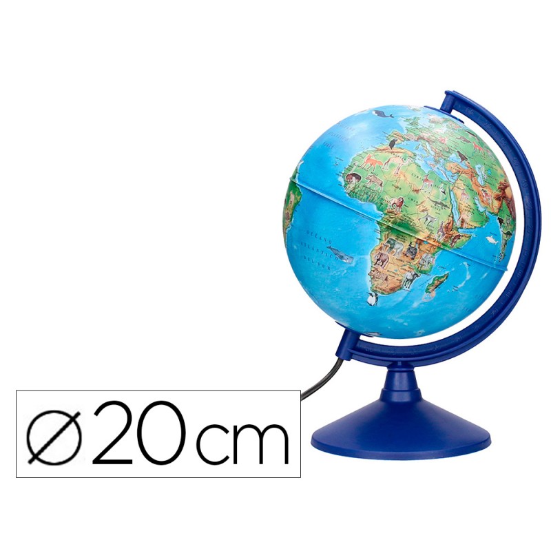Globo terraqueo liderpapel con luz fisico y politico con animales diametro 20 cm Globo terraqueo liderpapel con luz fisico y politico con animales diametro 20 cm