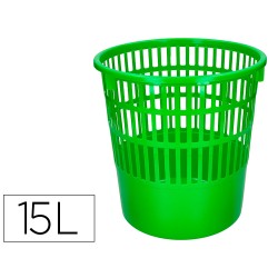 Papelera plastico q-connect 15 litros rejilla color verde 285x290 mm