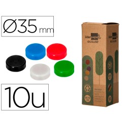 Iman para sujecion liderpapel ecouse pp reciclado para pizarra magnetica 35 mm caja de 10 unidades