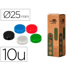 Iman para sujecion liderpapel ecouse pp reciclado para pizarra magnetica 25 mm caja de 10 unidades