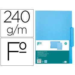 50 Unidades - Subcarpeta cartulina liderpapel folio pestaña central 240g/m2 azul