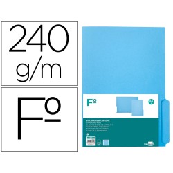 50 Unidades - Subcarpeta cartulina liderpapel folio pestaña derecha 240g/m2 azul