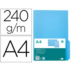 50 Unidades - Subcarpeta cartulina liderpapel din a4 pestaña derecha 240g/m2 azul