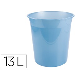 Papelera plastico liderpapel celeste translucido 13 litros 275x285 mm