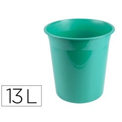 Papelera plastico liderpapel menta opaco 13 litros 275x285 mm