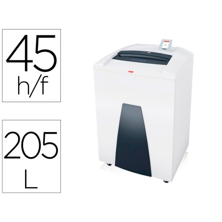 Destructora de documentos hsm securio p44i capacidad corte 45 hojas en particulas destruye grapas clips cd y
