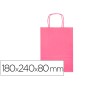 25 Unidades - Bolsa papel q-connect celulosa rosa xs con asa retorcida 180x240x80 mm 25 Unidades - Bolsa papel q-connect celulosa rosa xs con asa retorcida 180x240x80 mm