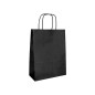 25 Unidades - Bolsa papel q-connect celulosa negro xs con asa retorcida 180x240x80 mm