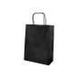 25 Unidades - Bolsa papel q-connect celulosa negro xs con asa retorcida 180x240x80 mm