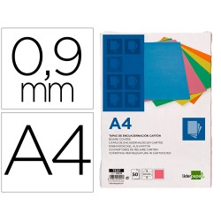 Tapa encuadernacion liderpapel carton a4 0,9mm rosa fluor paquete de 50 unidades