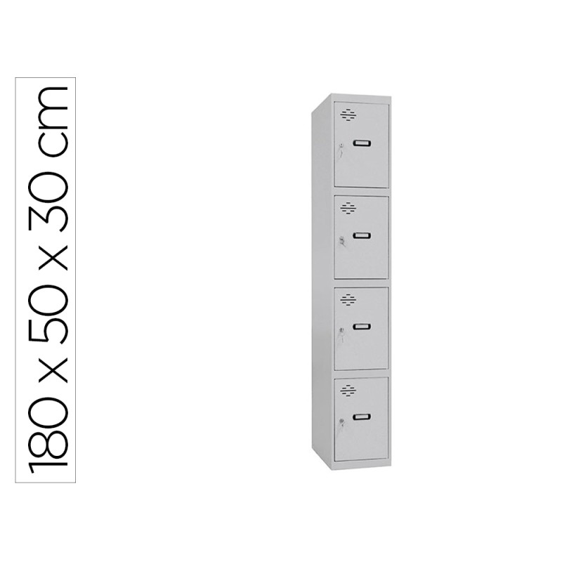 Taquilla metalica simonrack 4 puertas con cerradura montada respiradero y etiquetero gris/gris 1800x500x300 mm Taquilla metalica simonrack 4 puertas con cerradura montada respiradero y etiquetero gris/gris 1800x500x300 mm
