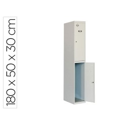 Taquilla metalica simonrack 2 puertas con cerradura montada respiradero y etiquetero gris/gris 1800x500x300 mm