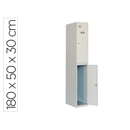 Taquilla metalica simonrack 2 puertas con cerradura montada respiradero y etiquetero gris/gris 1800x500x300 mm
