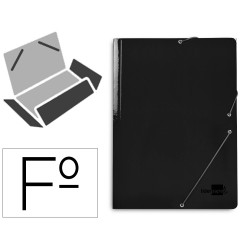 Carpeta liderpapel gomas tres solapas carton plastificado folio color negro