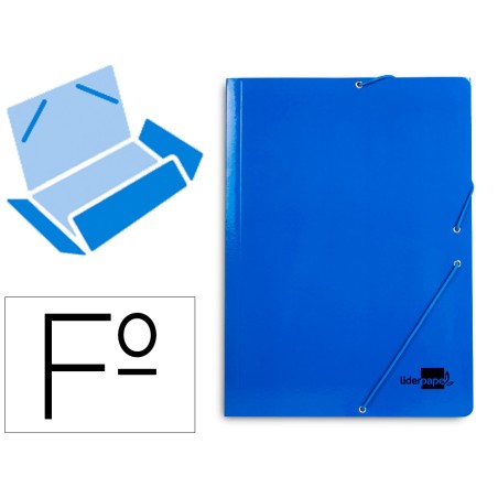Carpeta liderpapel gomas tres solapas carton plastificado folio color azul