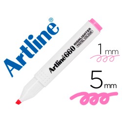12 Unidades - Rotulador artline fluorescente ek-660 rosa pastel punta biselada