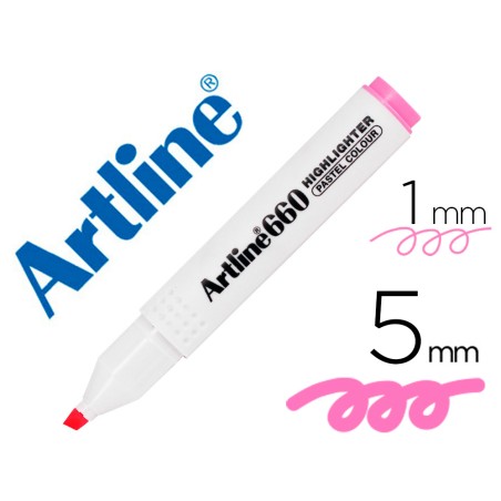 12 Unidades - Rotulador artline fluorescente ek-660 rosa pastel punta biselada