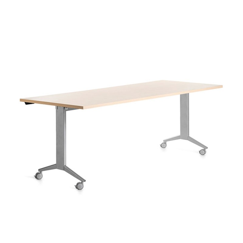 Mesa de oficina rocada 180x80cm con tablero abatible 90 acabado fd01 gris/haya