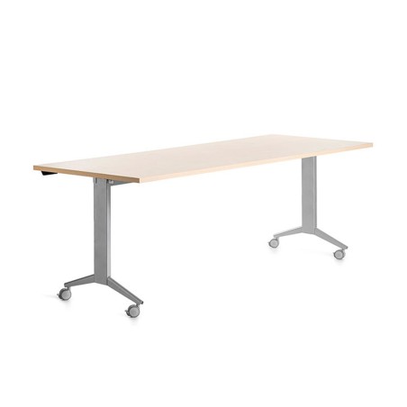 Mesa de oficina rocada 180x80cm con tablero abatible 90 acabado fd01 gris/haya