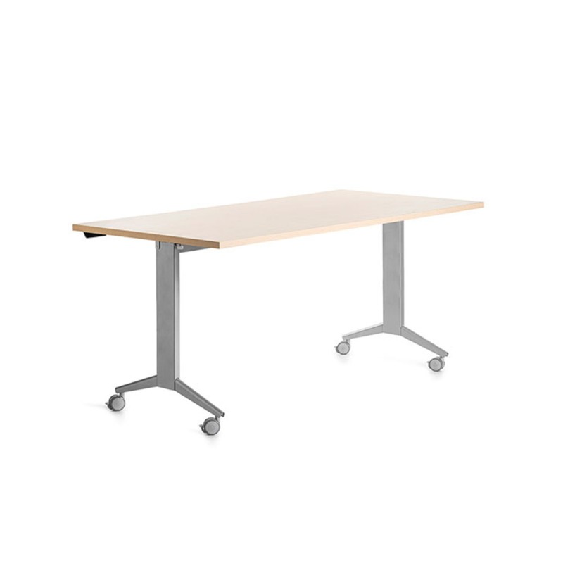Mesa de oficina rocada 160x80cm con tablero abatible 90 acabado fd01 gris/haya
