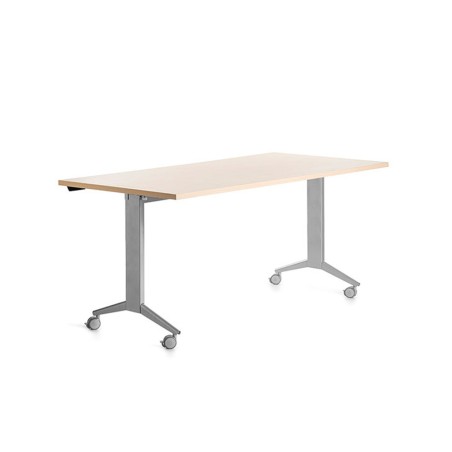 Mesa de oficina rocada 160x80cm con tablero abatible 90 acabado fd01 gris/haya