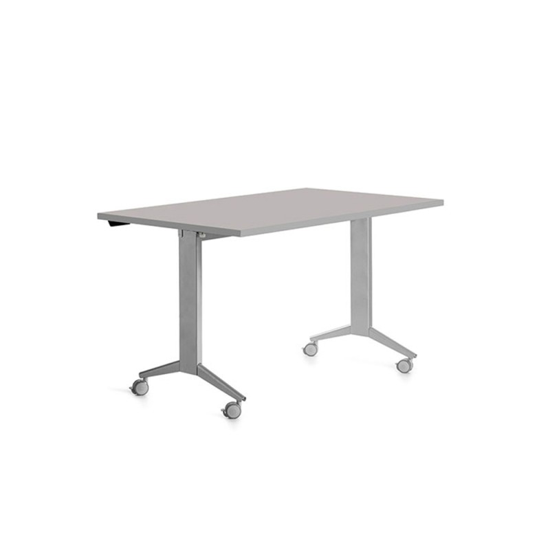 Mesa de oficina rocada 140x80cm con tablero abatible 90 acabado fd02 gris/gris