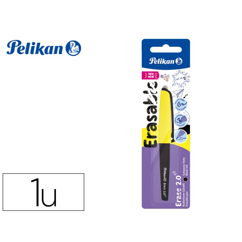 12 Unidades - Roller pelikan erase 2.0 borrable punta 0,7 mm tinta gel color negro