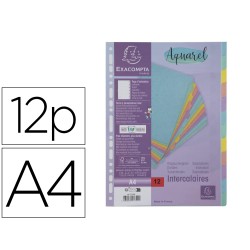 Separador exacompta aquarel cartulina lustrada juego de 12 separadores din a4 colores pastel