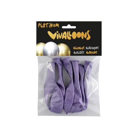 Globo 100% latex biodegradable lila blister de 6 unidades