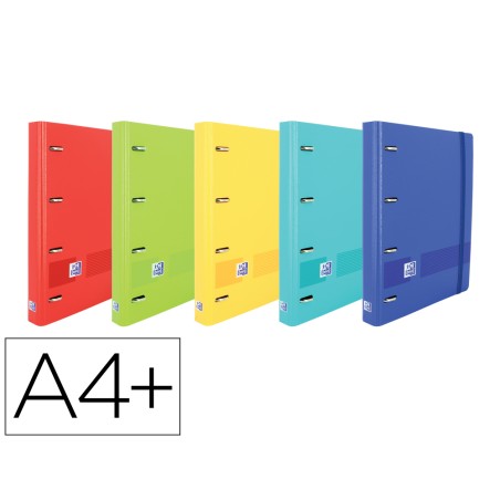 Carpeta con recambio oxford europeanbinder live&go din a4+polyfoam 4 anillas 35 mm cuadro 5 mm colores surtidos