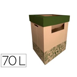 Contenedor papelera reciclaje liderpapel ecouse carton 100% reciclado y reciclable 70 litros 450x350x650 mm