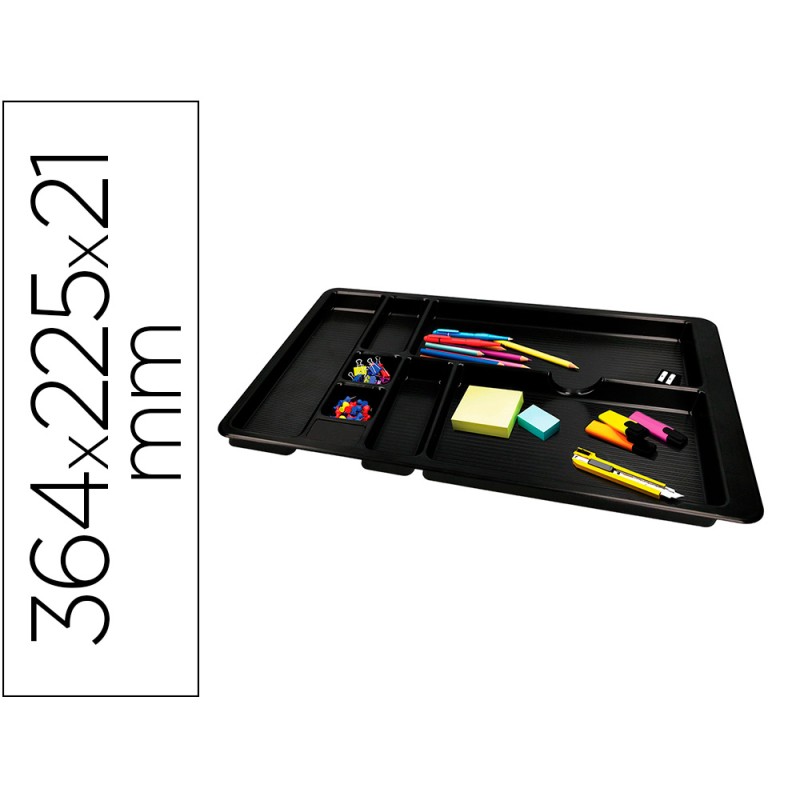Bandeja organizadora q-connect de cajones color negro 364x225x21 mm Bandeja organizadora q-connect de cajones color negro 364x225x21 mm