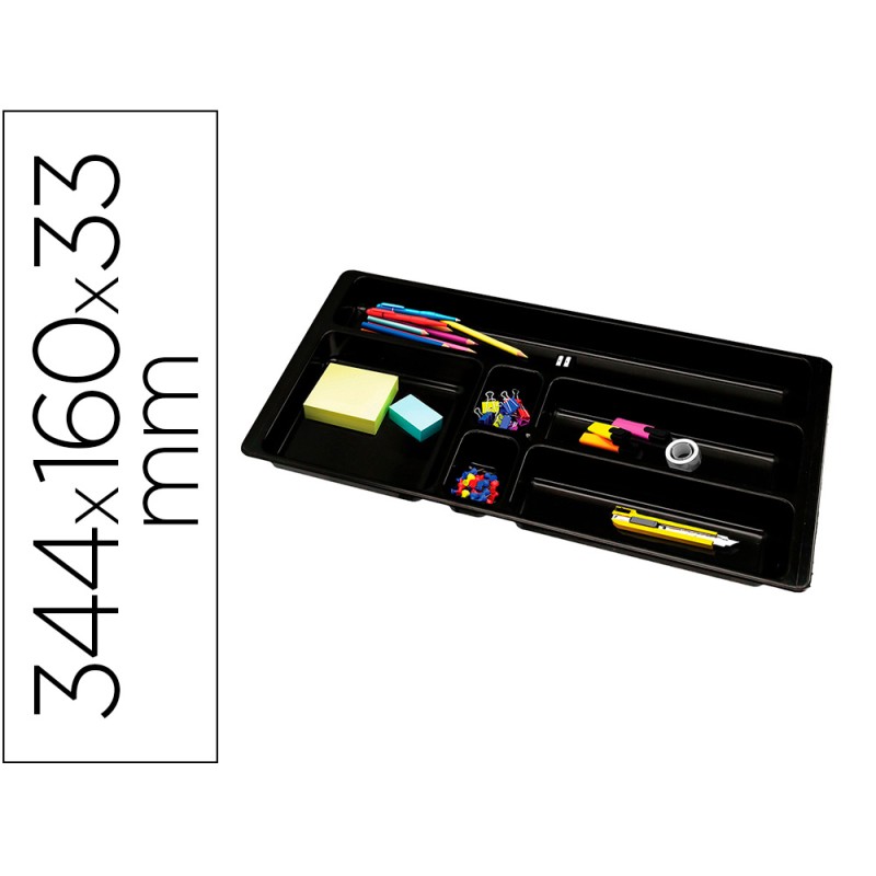 Bandeja organizadora q-connect de cajones color negro 344x160x33 mm Bandeja organizadora q-connect de cajones color negro 344x160x33 mm