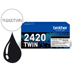 Toner brother tn2420twin para dcp-l2510/ 2530 / 2550 / hl-l2375 negro 3000 paginas pack 2 unidades