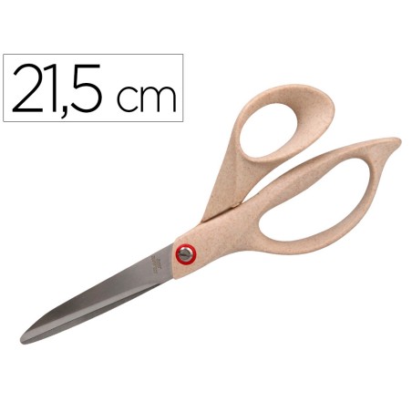 Tijera oficina liderpapel acero inoxidable mango eco material 8" 21,5 cm en blister