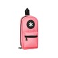 Estuche portatodo antartik forma de mochila con bolsillo y 4 departamentos color coral 230x50x120 mm