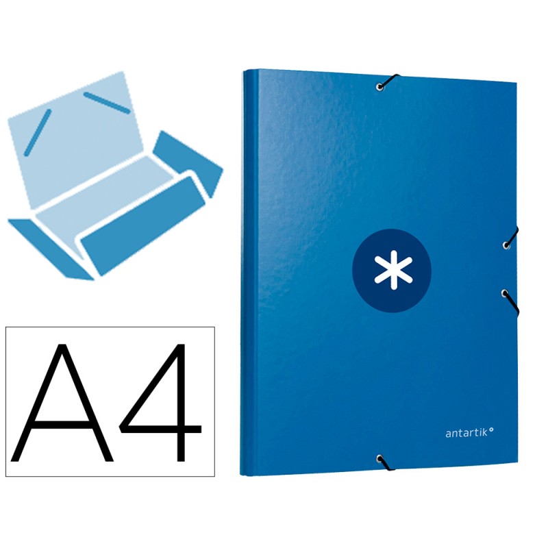 Carpeta antartik gomas tres solapas carton forrado a4 color azul marino